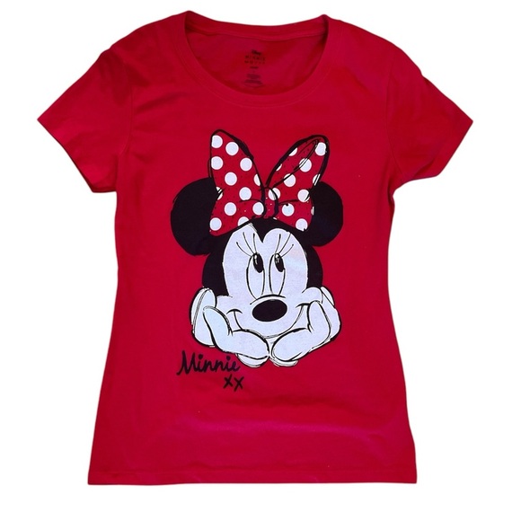 Disney Minnie Mouse Tee T-Shirt Women's Large Red Graphic EUC Short Sleeve Crew - Picture 1 of 6